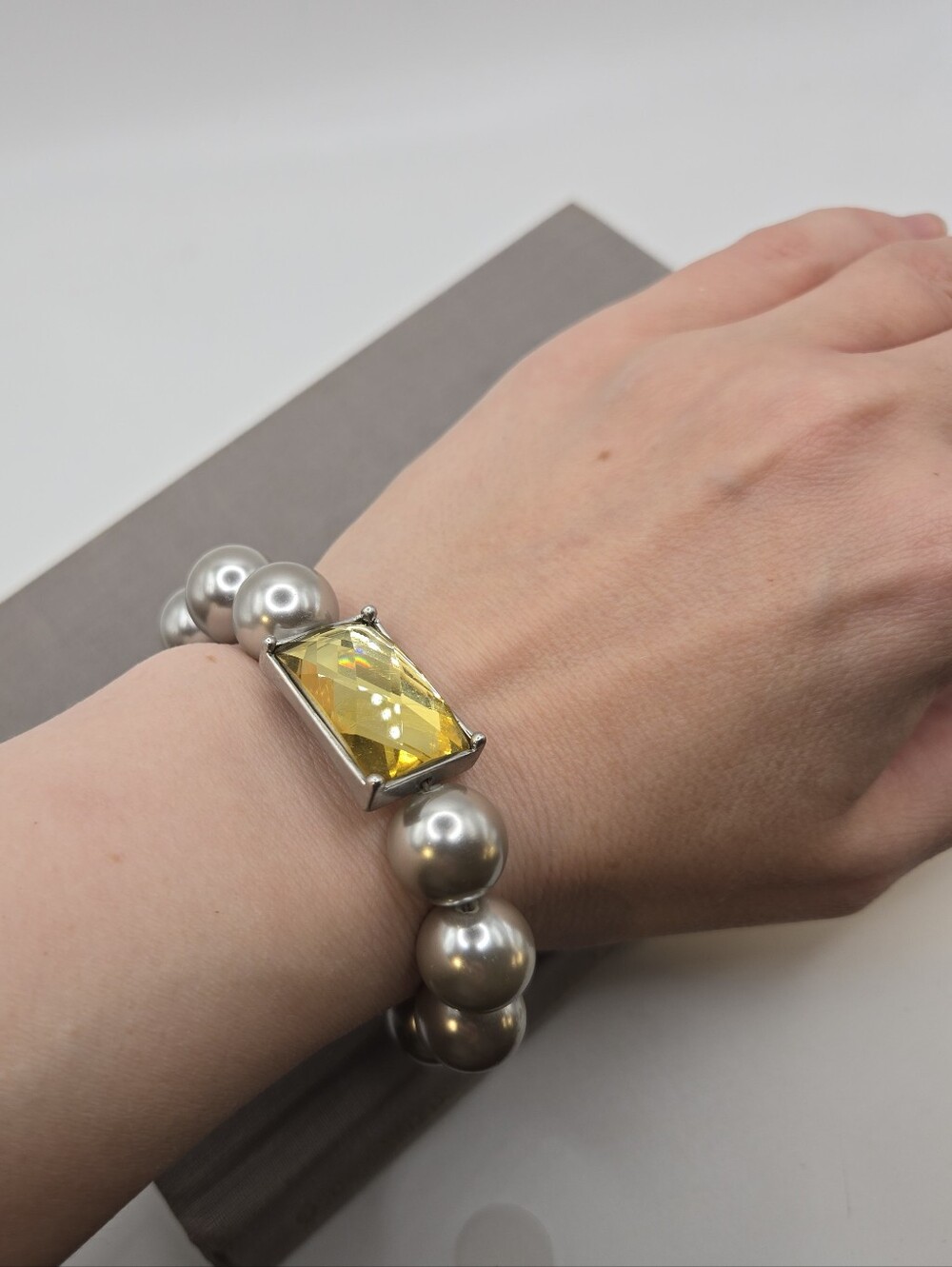 Vintage Chunky Faux Silver Crystal Bracelet